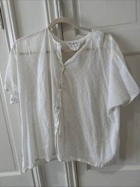 Emerson Fry White Eyelet Button-Up Top